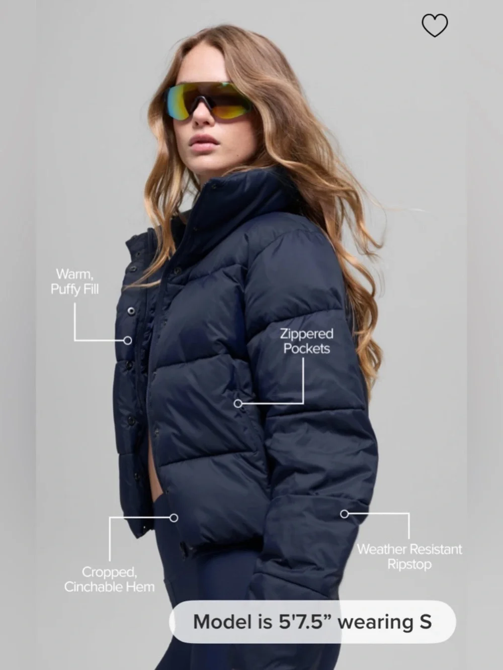 Alo Yoga NWT Gold Rush Puffer Jacket Navy Blue Size M
